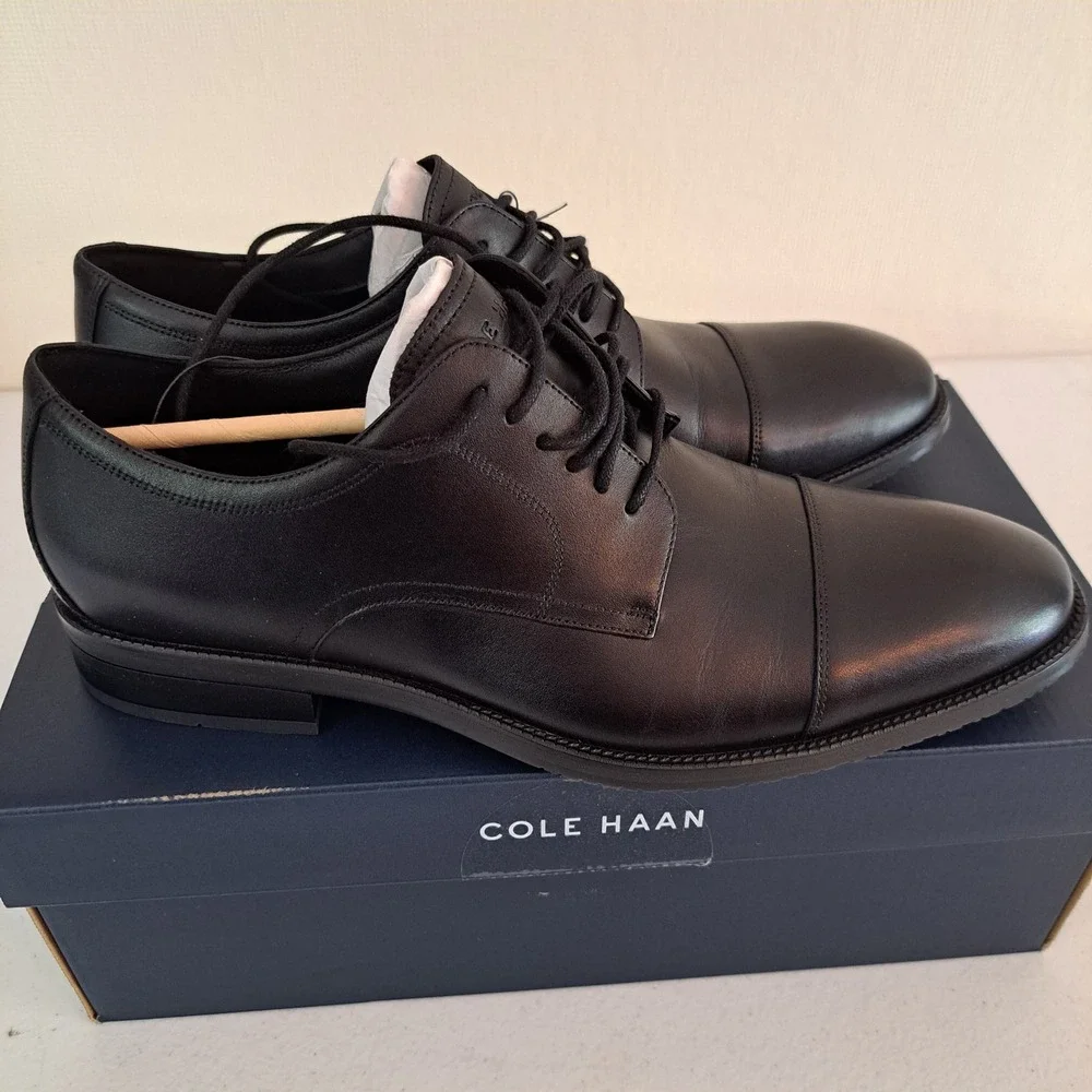 Cole Haan Waterproof Cap Toe Derby 10 Black NEW Leather Dress Shoes 1246-2037